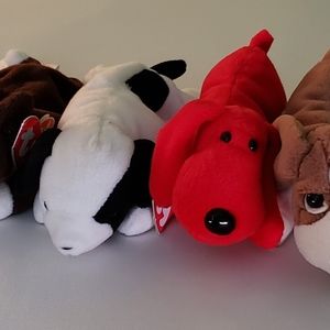 Vintage Beanie Babies- Bruno, Spot, Rover, Tracker
